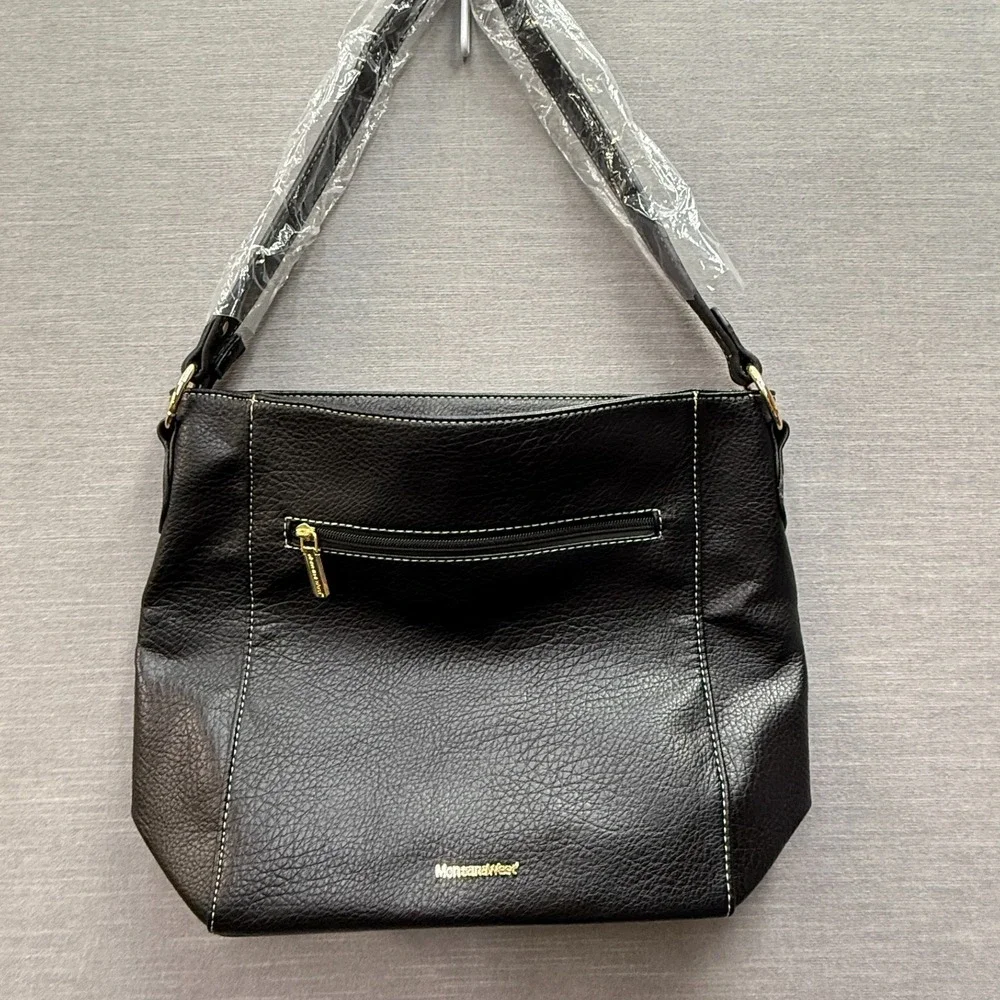 Montana West Hobo Bag Women Vegan Leather Pebbled Black  Zip Closure ‎ Purse